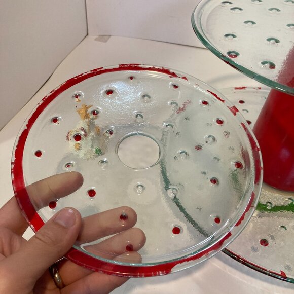 Vintage Holiday 3 Tier Serving Stray Grandma Christmas Tree Ceramic Glass Unique - Picture 12 of 16